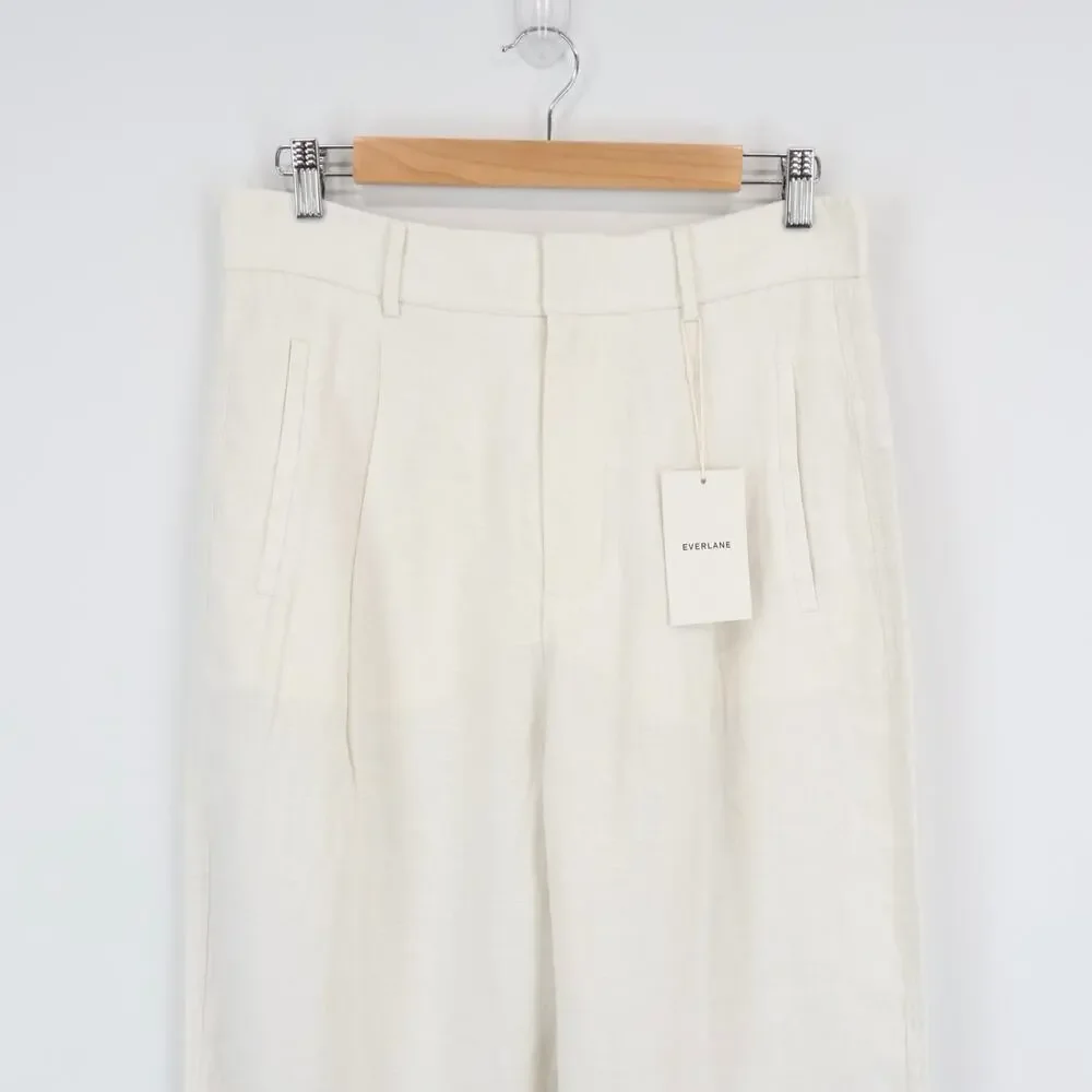 NWT Everlane The Linen Way-High Wide-Leg Drape Pant In Natural Birch Size 10